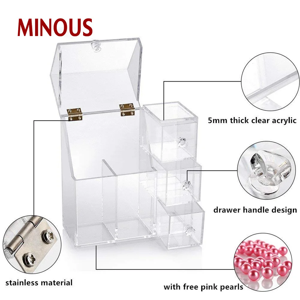 Custom Multifunction Clear Acrylic Makeup Storage Box Makeup brush box nail polish box 6