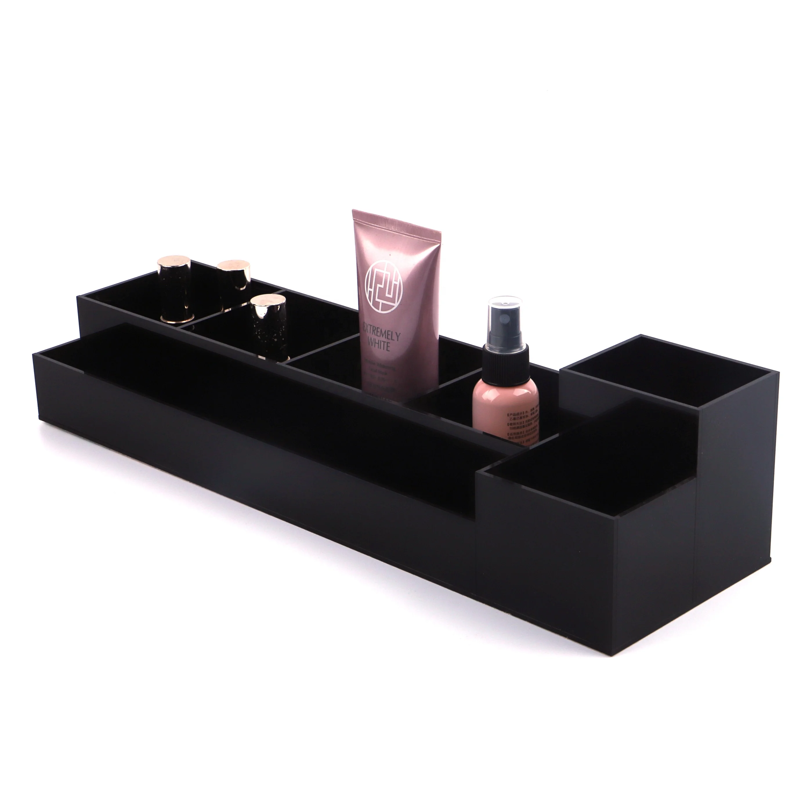 China Manufacturer Black Acrylic Makeup Cosmetic Storage Box