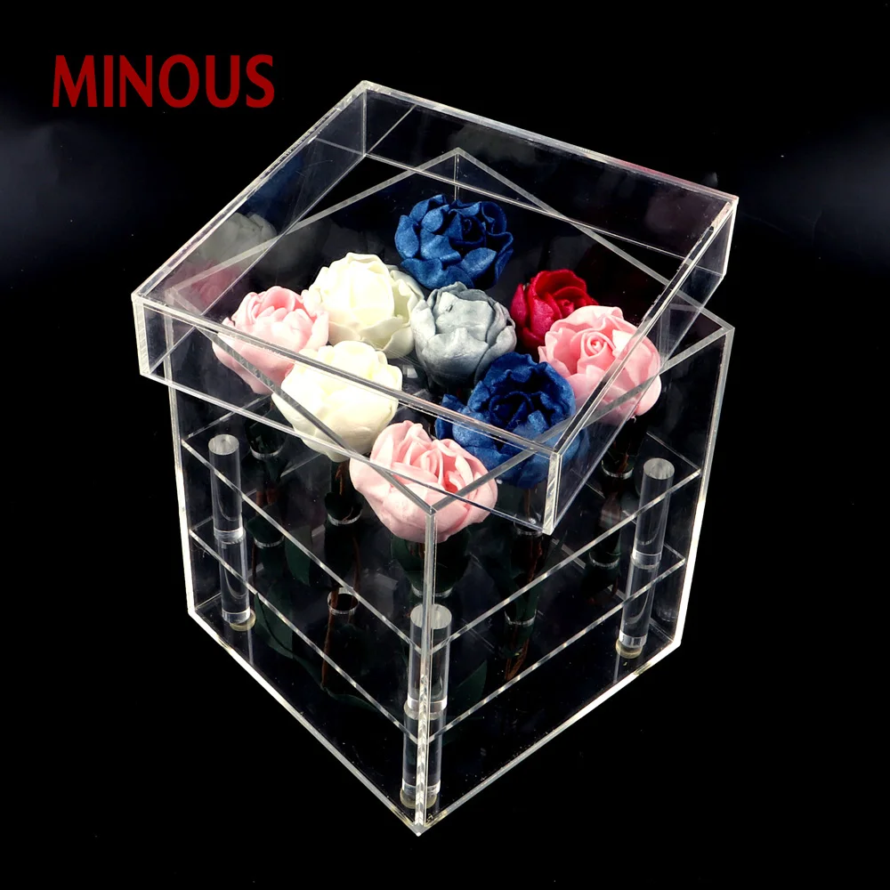 China Manufacture Eco-friendly Square Clear Acrylic Flower Box 2