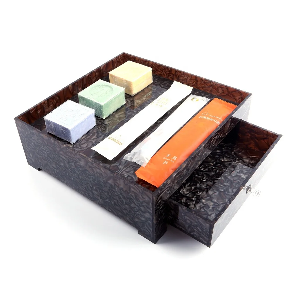 custom high quality acrylic bathroom storage box with drawer for hotel