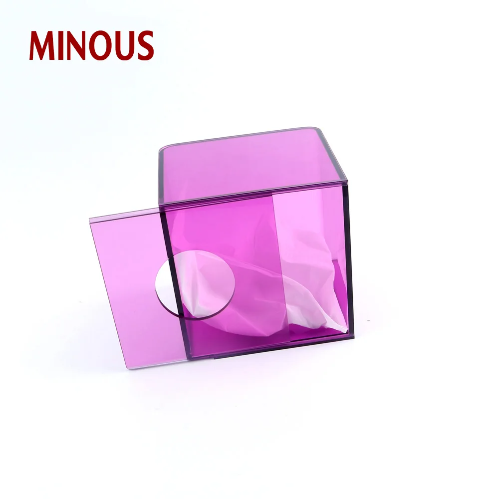 Imported Acrylic Purple square custom acrylic tissue box with lid 6