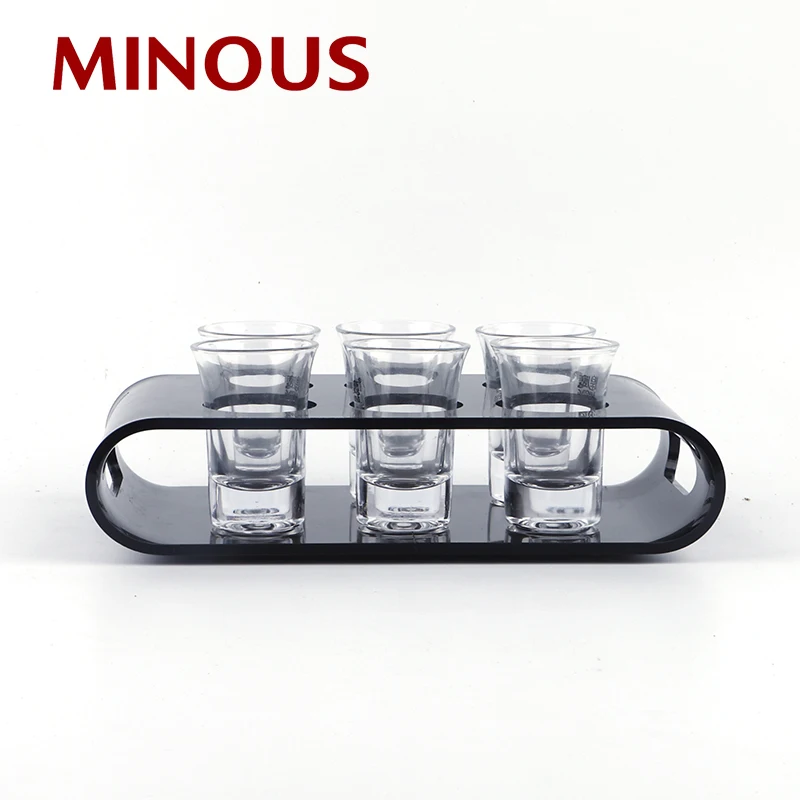 Factory Wholesale Customized Wine Serving Tray Acrylic Cup Holder 3