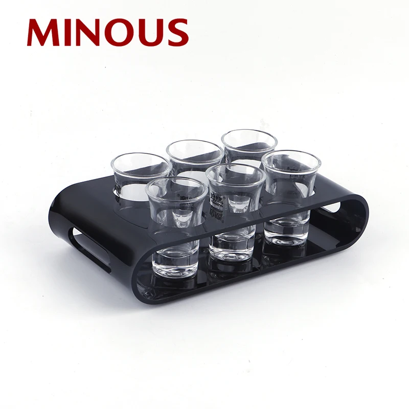 Factory Wholesale Customized Wine Serving Tray Acrylic Cup Holder 5