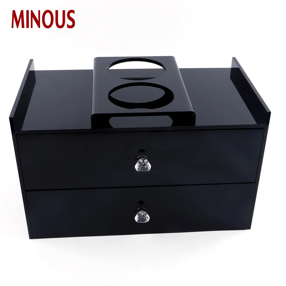 Custom Desktop Acrylic Hotel Supplies Storage Box With Cup Holder 7