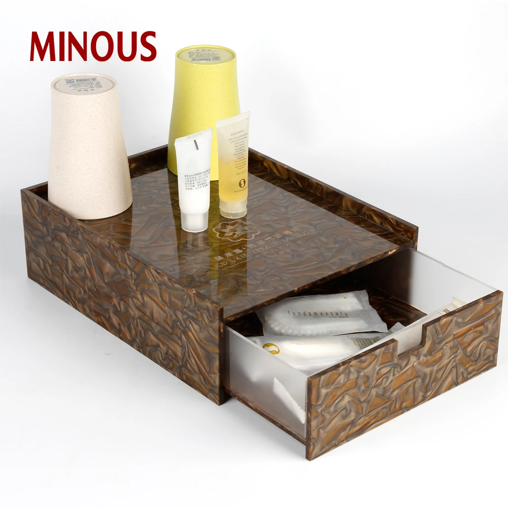 High-End Acrylic Hotel Supplies Holder Storage Box With Drawer 4