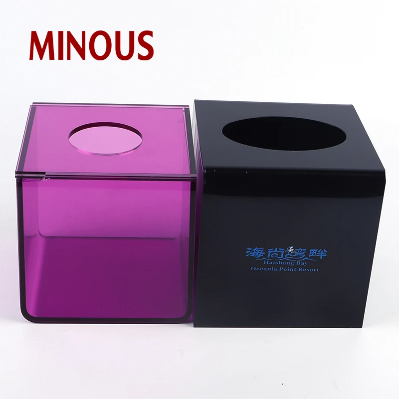 high quality customized printed color acrylic tissue box for hotel 6