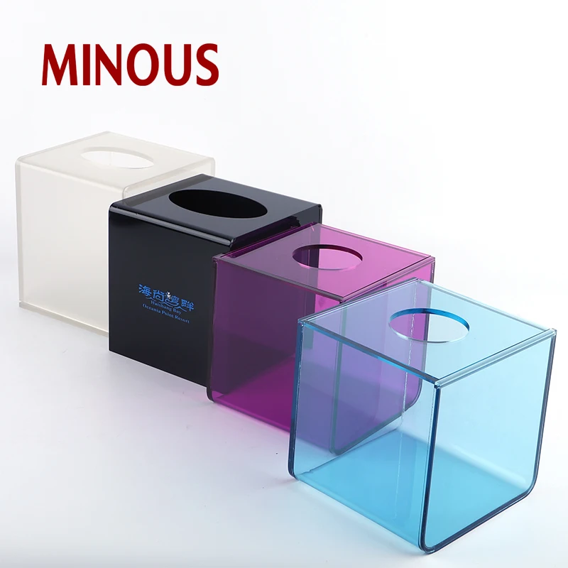 high quality customized color acrylic tissue box for hotel 4