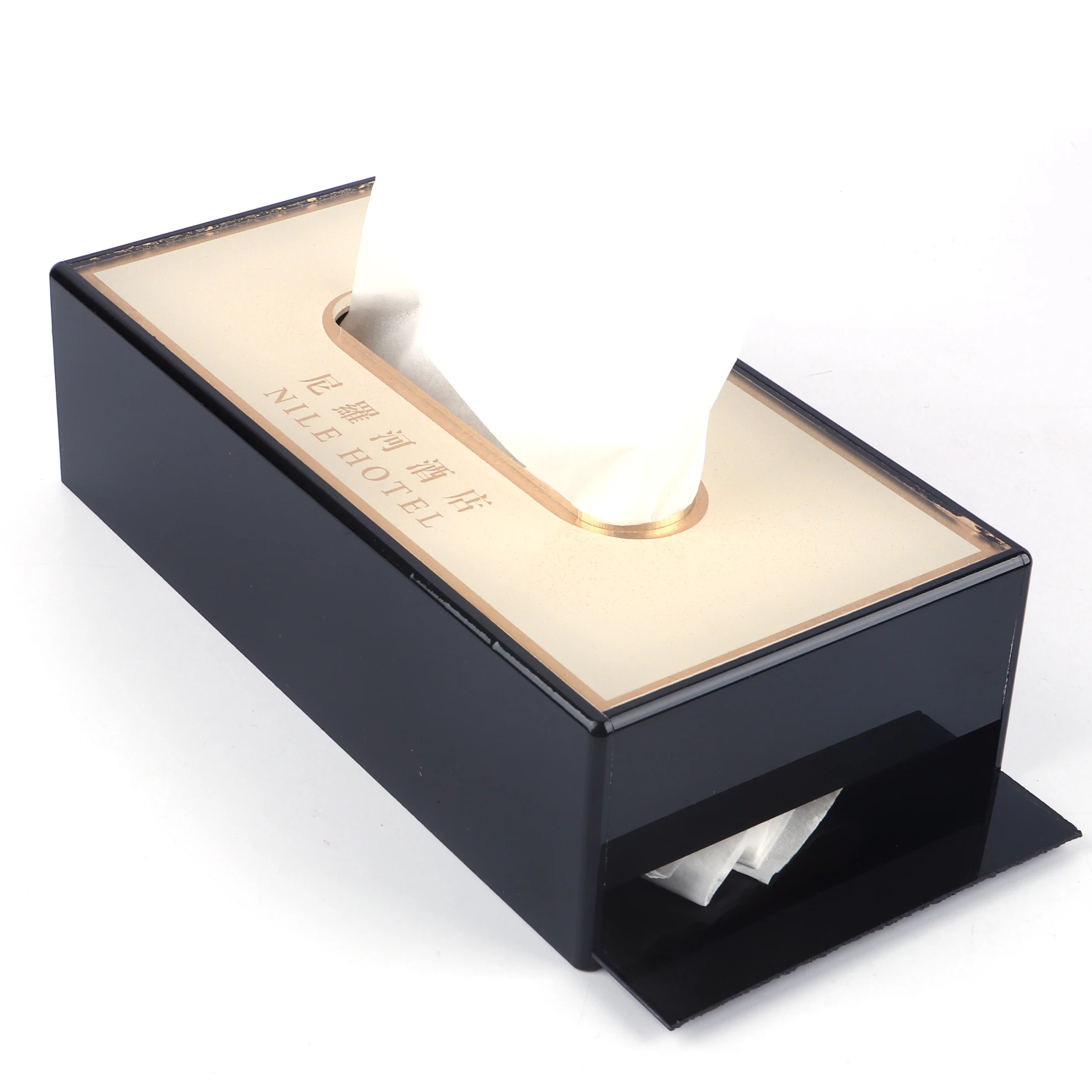 wholesale square black acrylic tissur storage box with lid for hotel 2