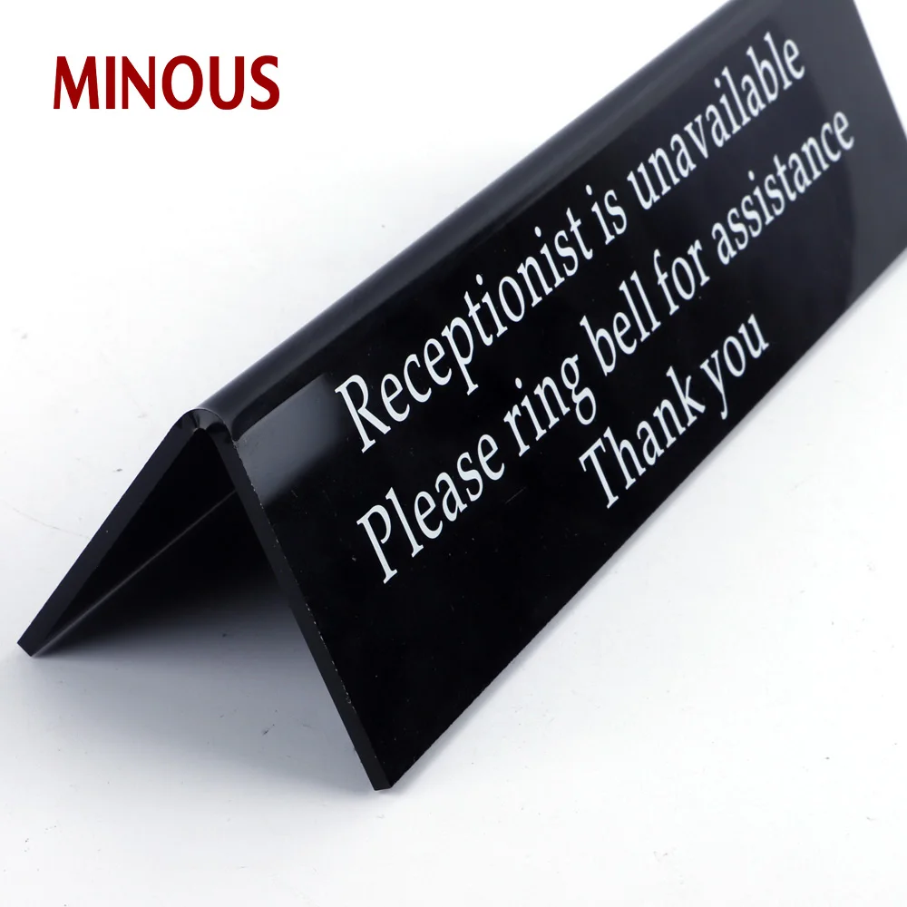 custom V shape black Acrylic Sign board for receptionist 6