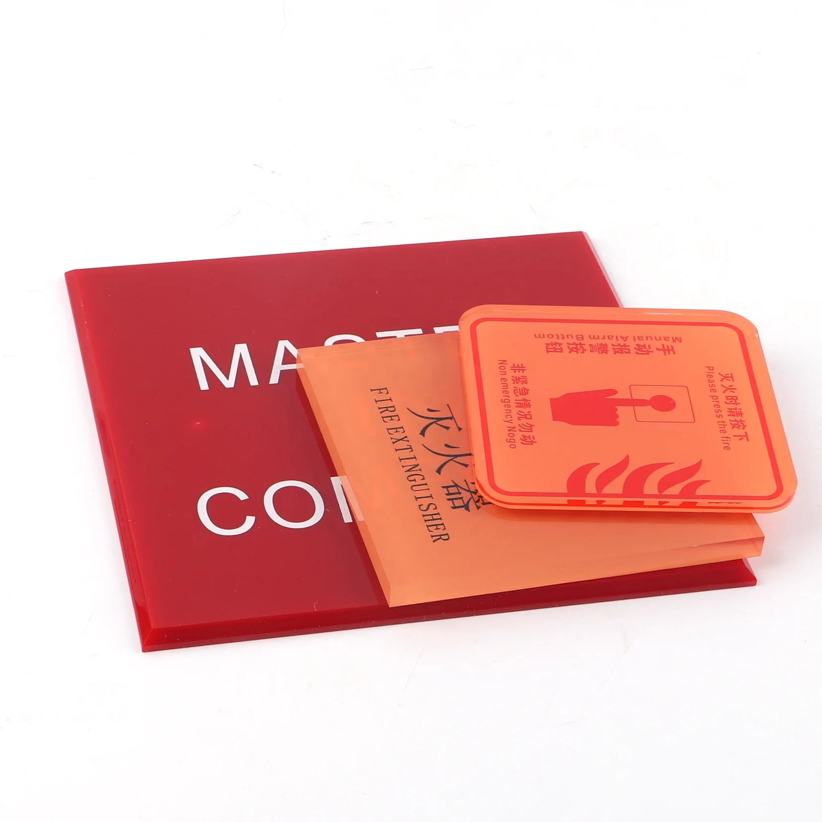 customized-square-red-acrylic-warning-nameplate-sign