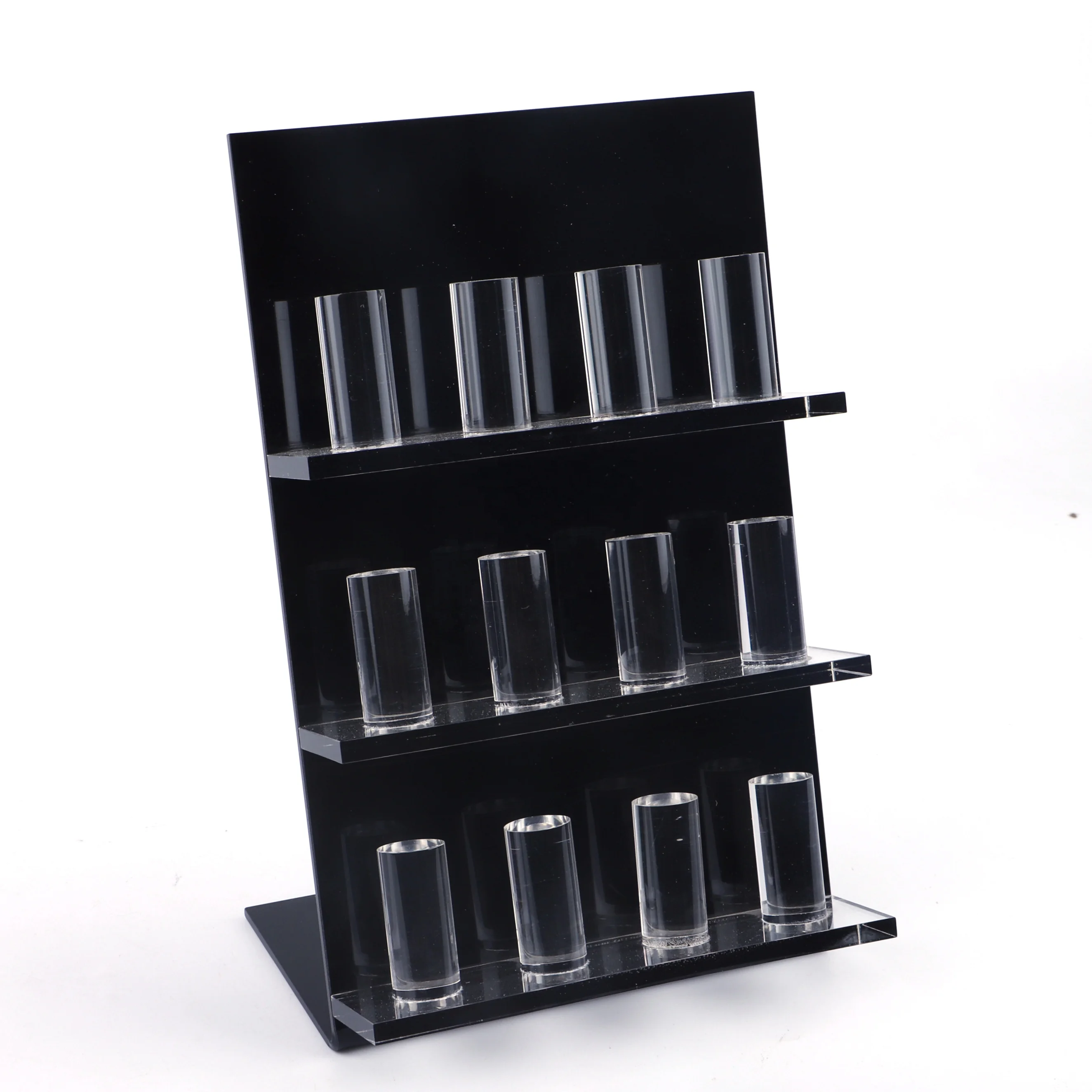 custom L-Shape black Acrylic jewelry display stand ring holder