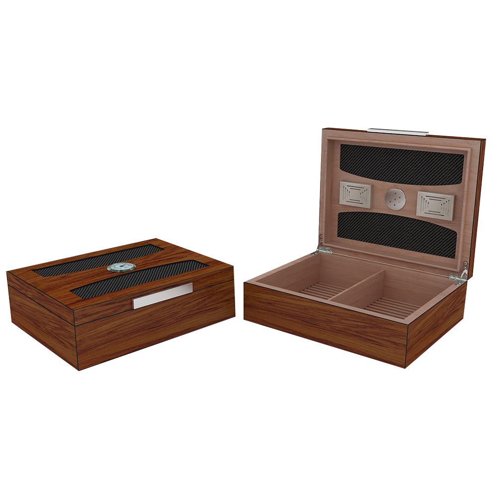 Solid Wood Cigar Humidor Hold 30-50 Cigars of Wooden Grain Cigar Box