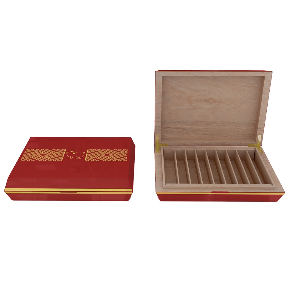 Volenx Branded 9CT Red Empty Wooden Cigar Boxes Wholesale for Sale
