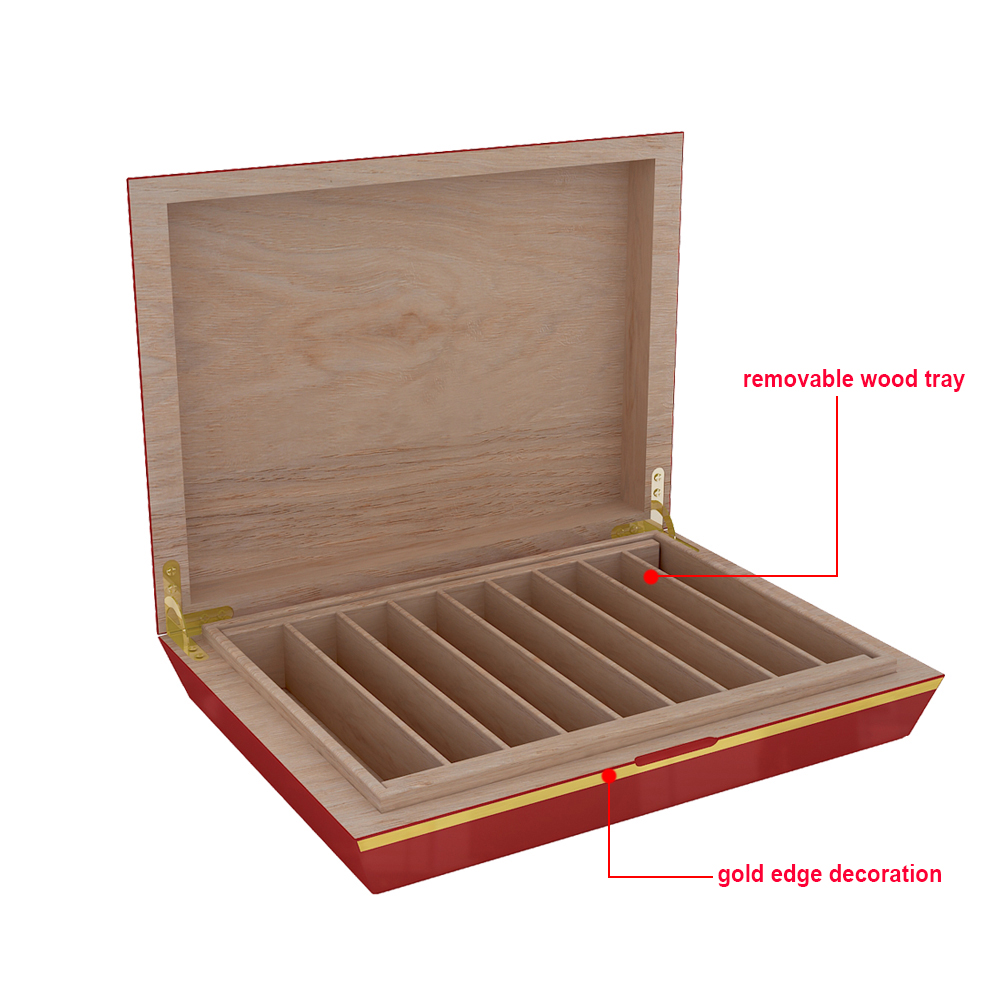 Volenx Branded 9CT Red Empty Wooden Cigar Boxes Wholesale for Sale 4