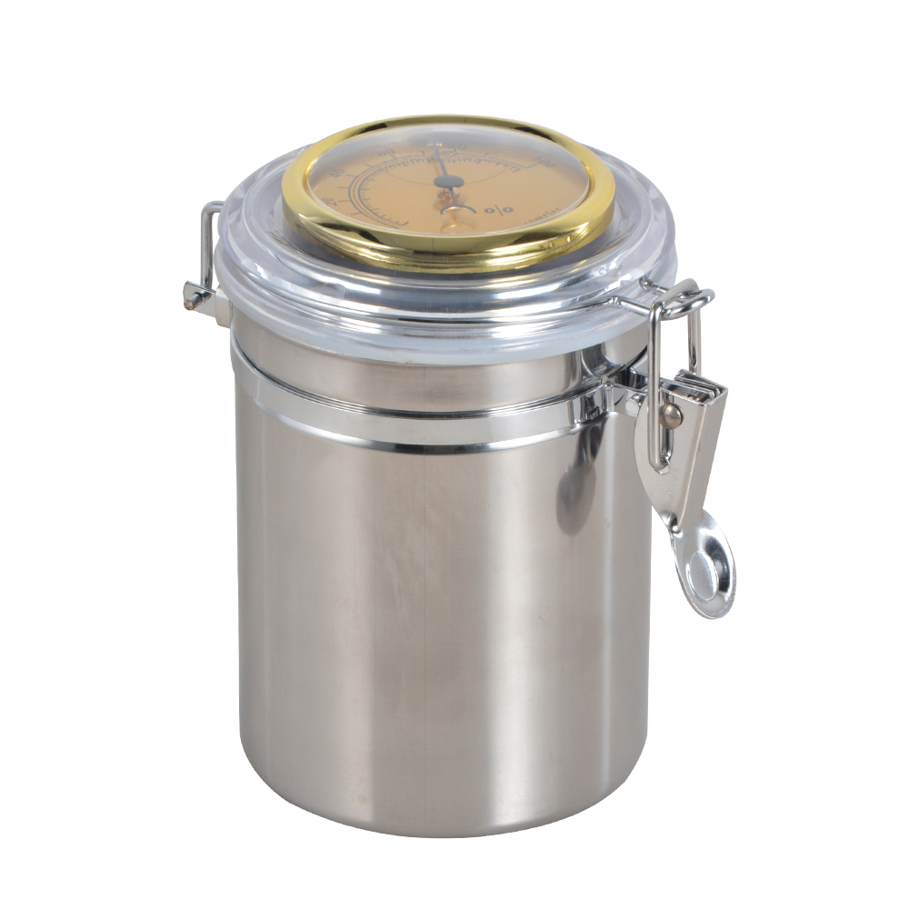 New Arrival Stainless Steel Humidor Jar with Hygrometer