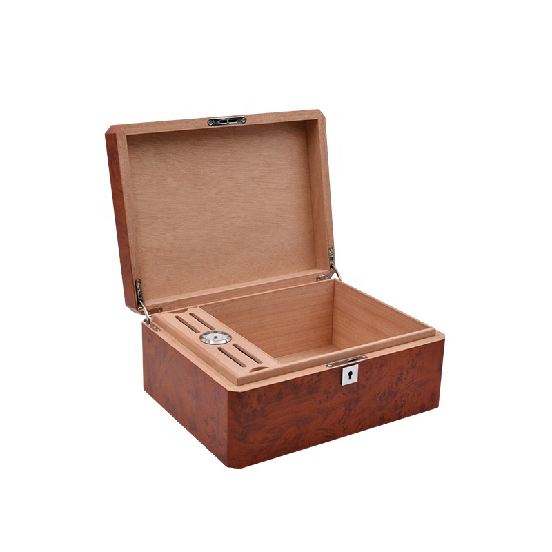 Custom Matt Finished Mahogany Cigar Box with Cigar Accessories
