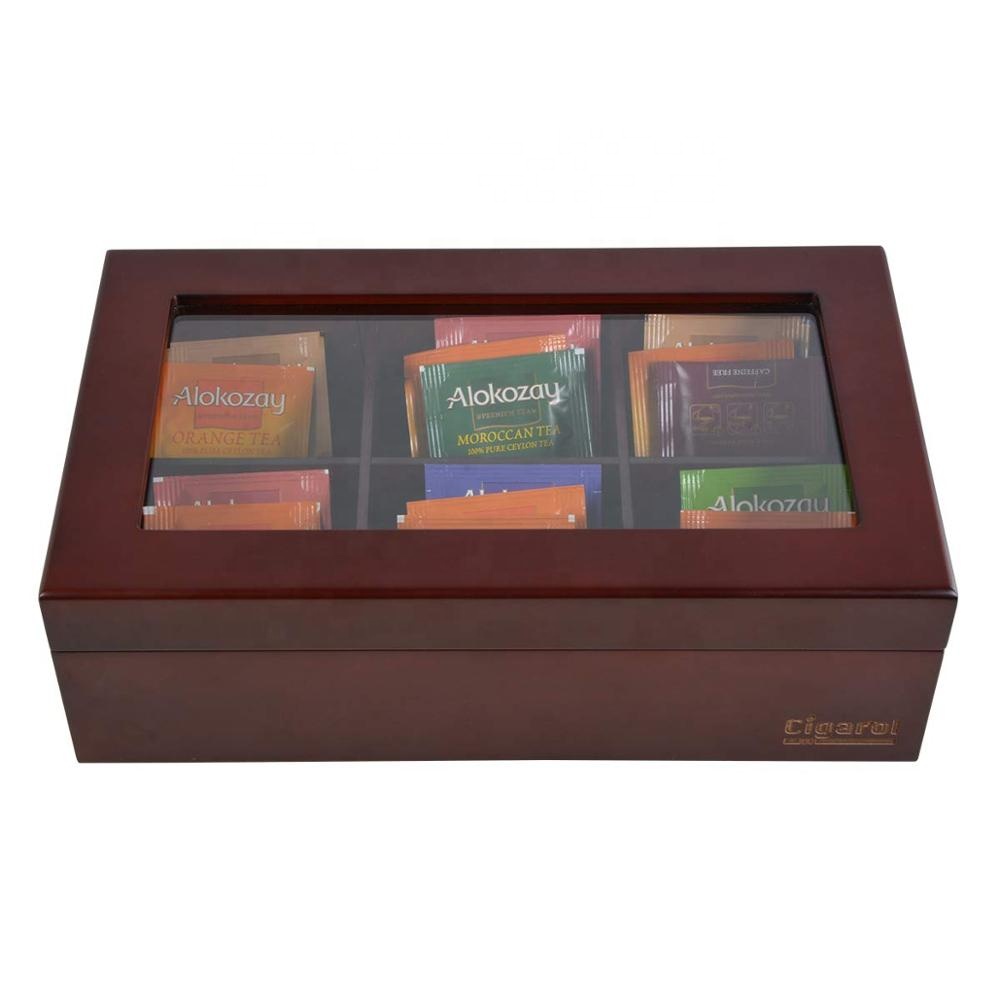 Glass Lid Wooden Tea Box 4