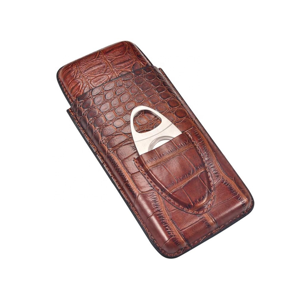 Wholesale Travel 3 Counts Portable Leather Cigar Case
