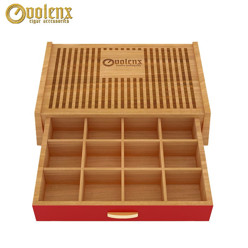 Custom Pull-out Luxury Wood Tea Packaging Box with 12 Compartments 5