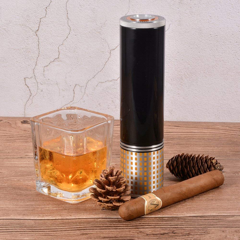 Wholesale Portable Black Stainless Steel Cigar Tube with Hygrometer 8