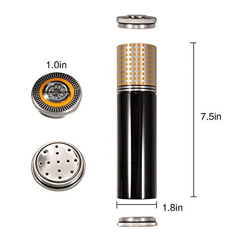 Wholesale Portable Black Stainless Steel Cigar Tube with Hygrometer 4
