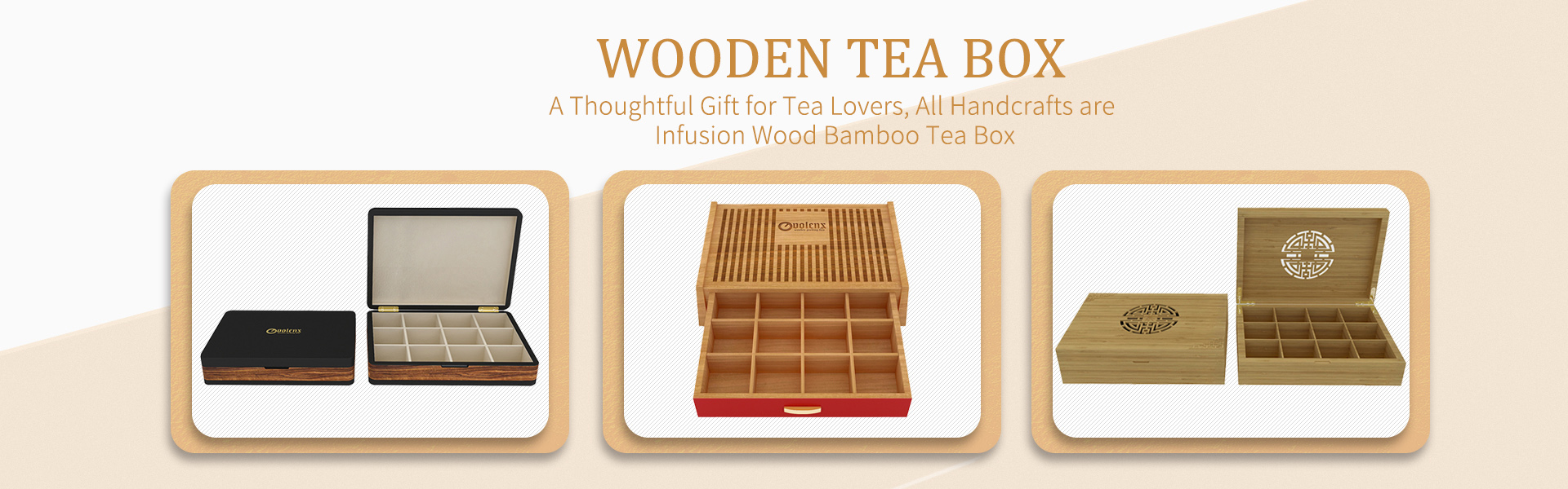 Custom Luxury Square Wooden Tea Packaging Box with 12 Compartments