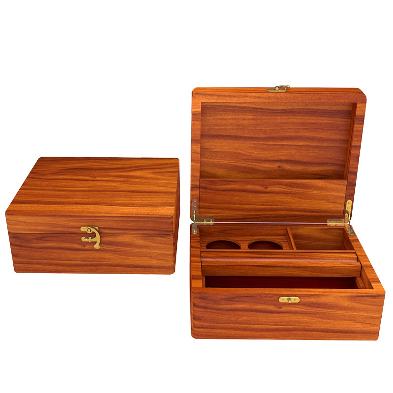 Customized Solid Wood Desktop Wooden Cigar Box With Lid