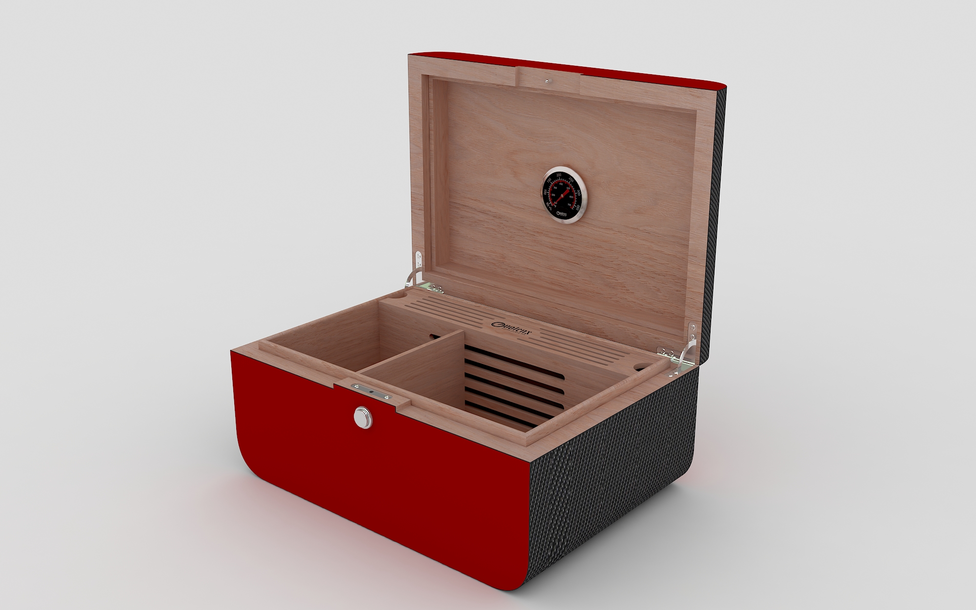 Wholesale Carbon Fiber Cedar Wooden Cigar Humidor with Hygrometer 9