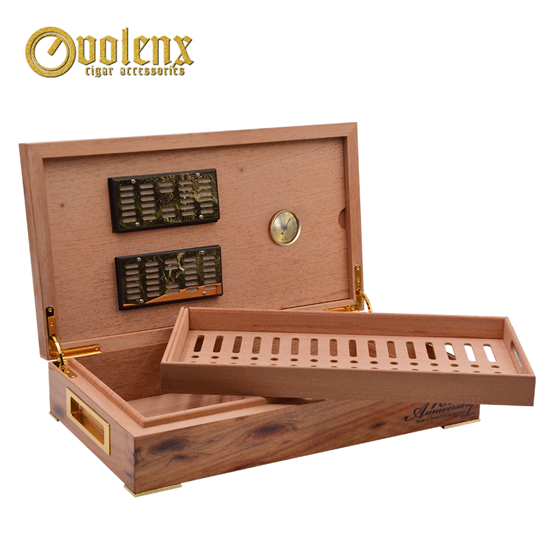 Wholesale Custom Spanish Cedar Wood Cigar Humidor with Hygrometer 2