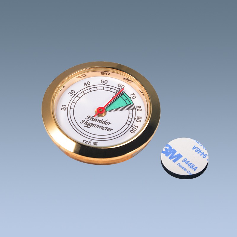 Gold Metal Round Mini Digital Analog Cigar Hygrometer 14