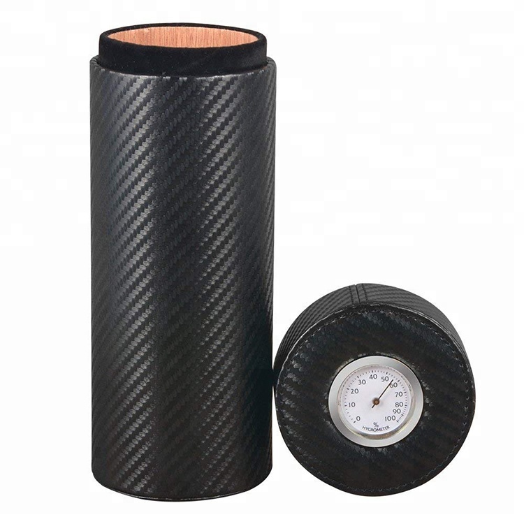 Wholesale Custom Travel Carbon Fiber Cigar Tube with Hygrometer