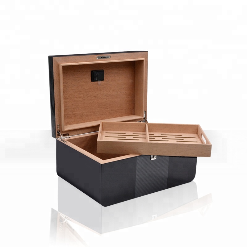 Wholesale Luxury Desktop Carbon Fiber  Wooden for Cigar Humidor Hold