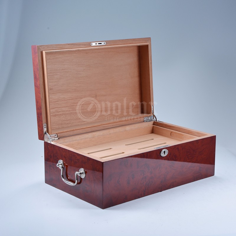 Black matt wooden cigar box with accessories