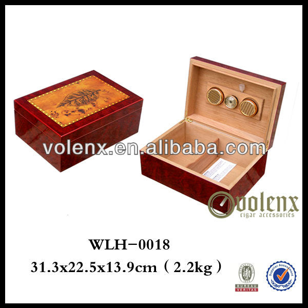 Leaf pattern top high gloss lacquer wooden cigar boxes wholesale