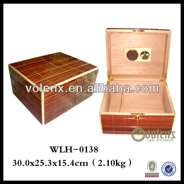 Leaf pattern top high gloss lacquer wooden cigar boxes wholesale 3