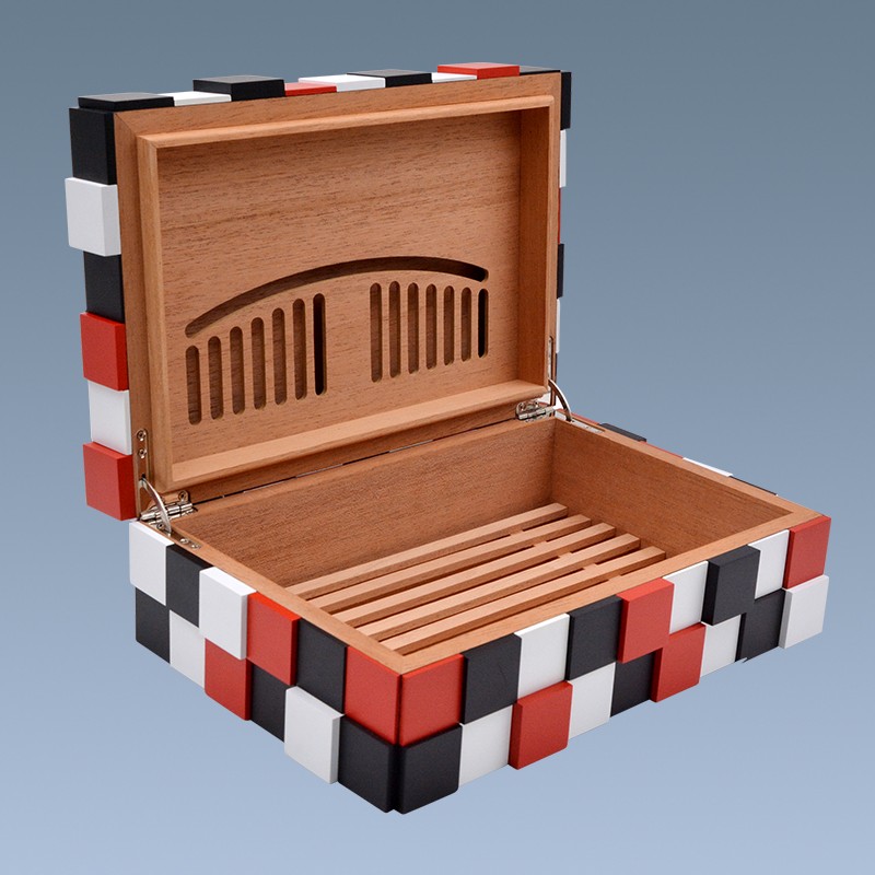 2018 Rubik's cube shape wooden modern cigar humidor for sale 5