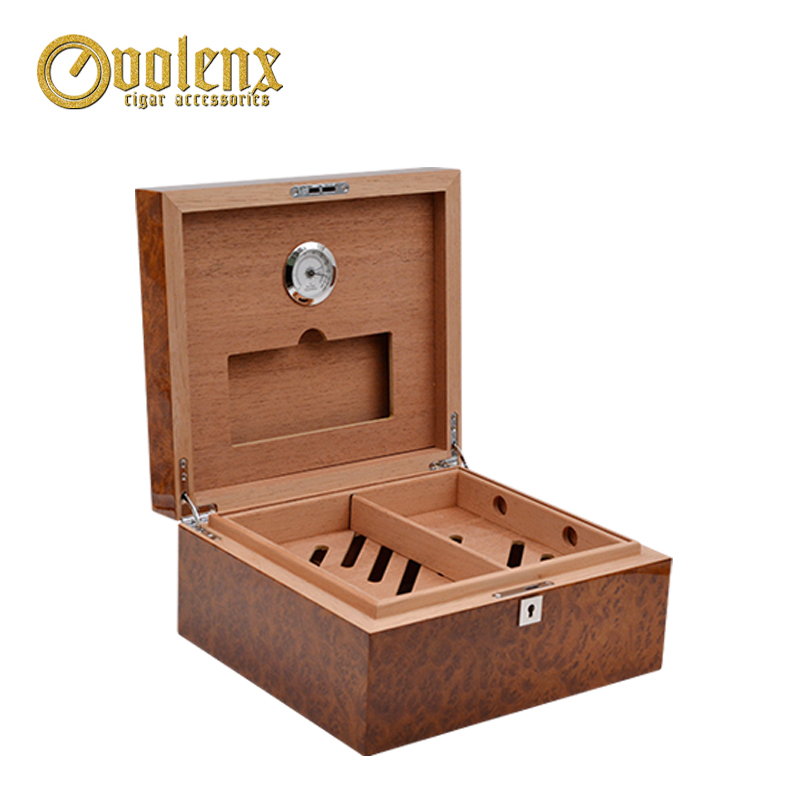 Wholesale Custom Luxury Vintage Wooden Cigar Box with Hygrometer 3