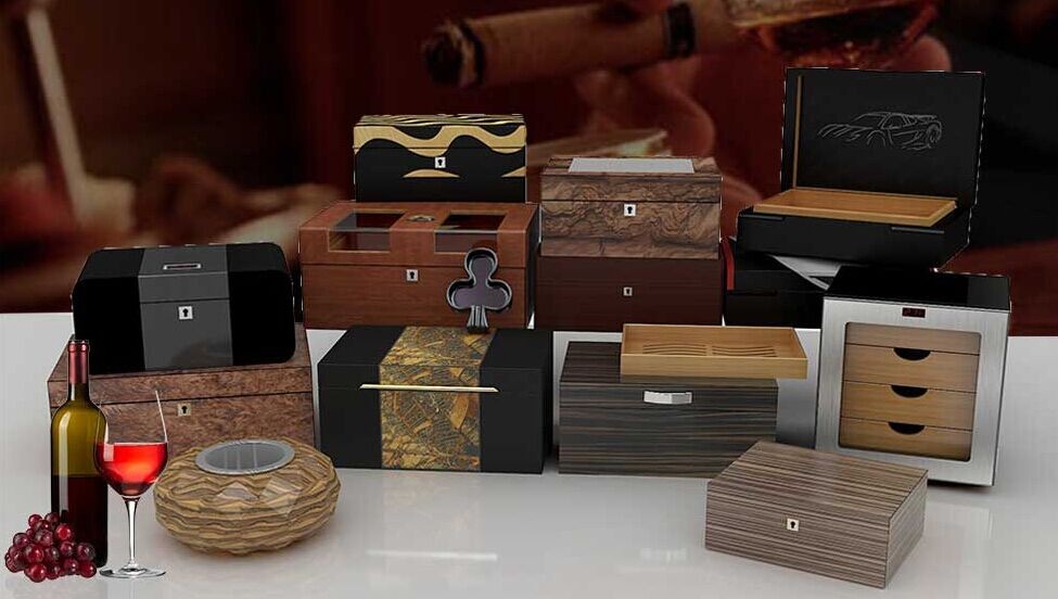 High quality custom unfinished PVC  wooden cigar humidors box