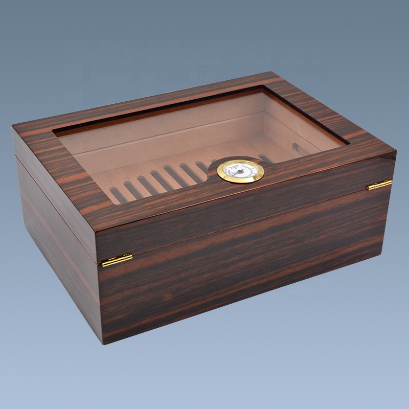 Wholesale   Luxury Glass Top Wooden Cigar Humidor 5