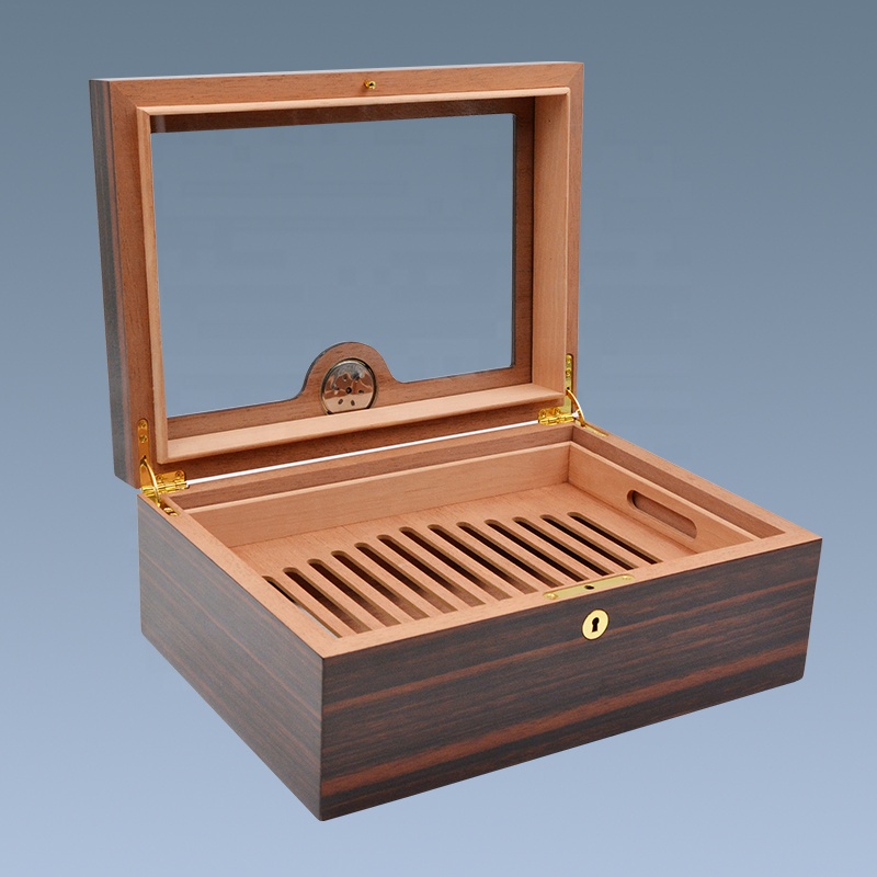 Wholesale   Luxury Glass Top Wooden Cigar Humidor 11
