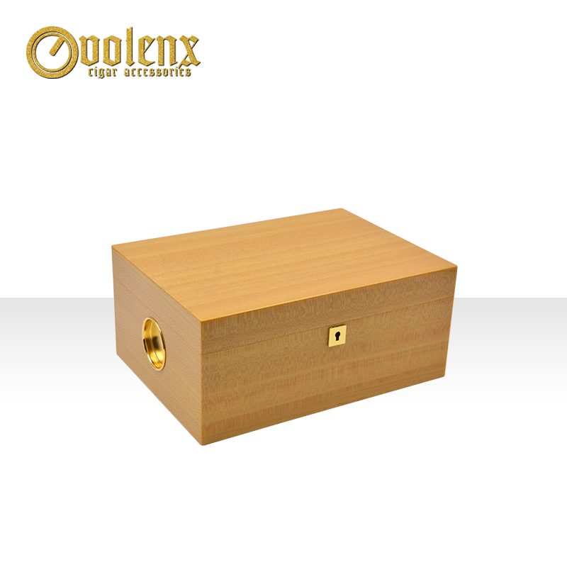 Luxury yellow glossy custom humidor wooden cigar box