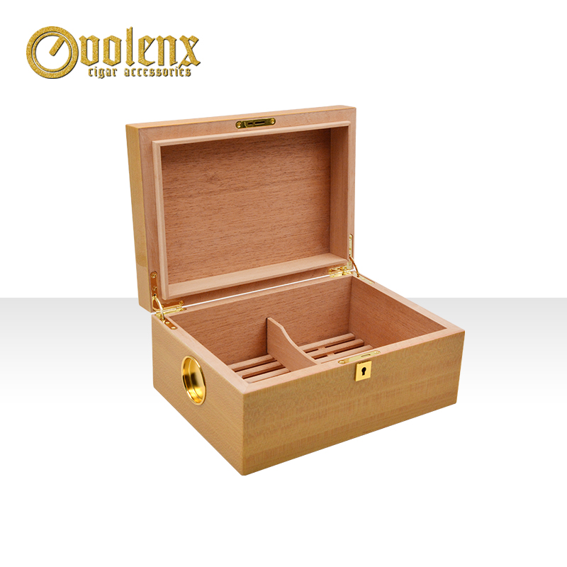 Luxury yellow glossy custom humidor wooden cigar box 9