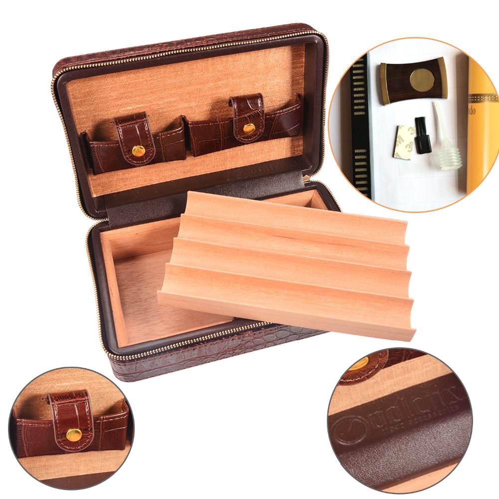 2019 hot sell multi-function leather cigar travel humidor 3