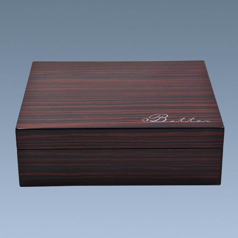 Shenzhen Ebony Wood Spanish Cedar Cigar Humidor boxes Custom Logo 3