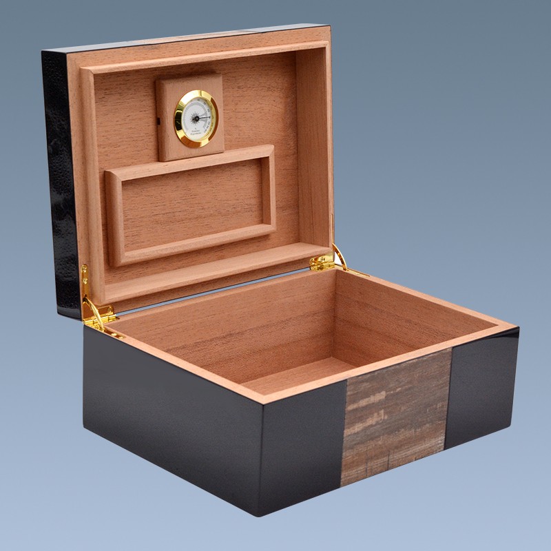 Factory Black Spanish Cedar Cigar Humidor Box On Sale