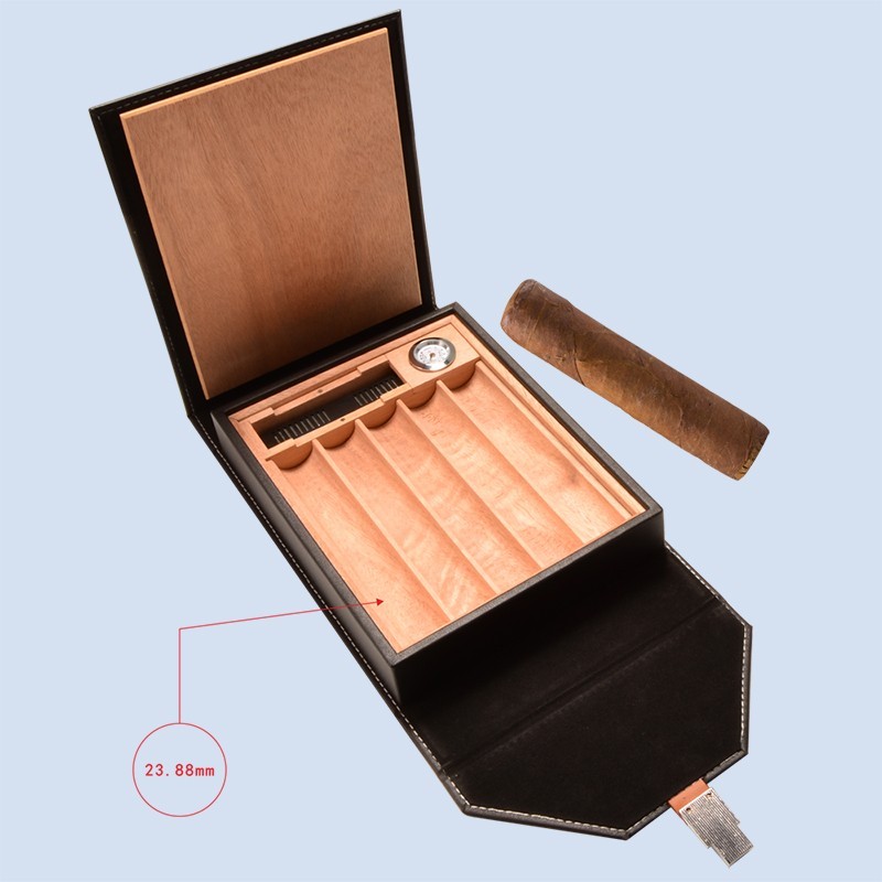 Manufacturer Leather Wooden Cigar Travel Humidor Box 5