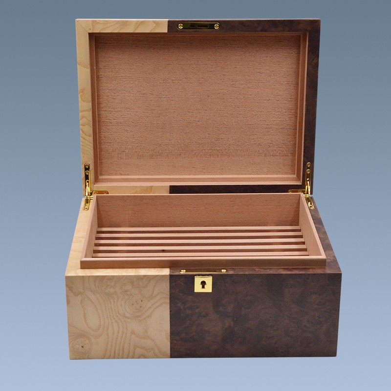 Handmade Joint Style Double Deck Wooden Cigar Humidor 9