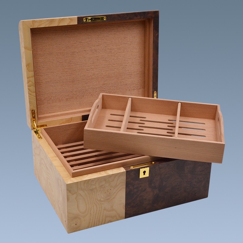 Handmade joint style double deck wooden cigar humidor 7