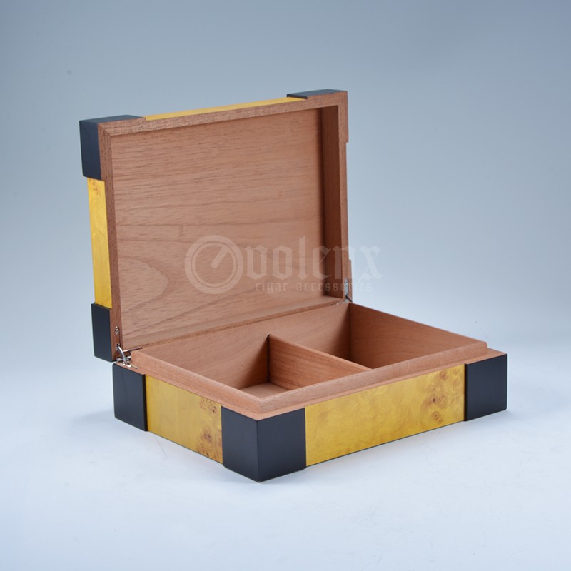 Custom Wooden Yellow Empty Cigar Packaging Box For Sale 4