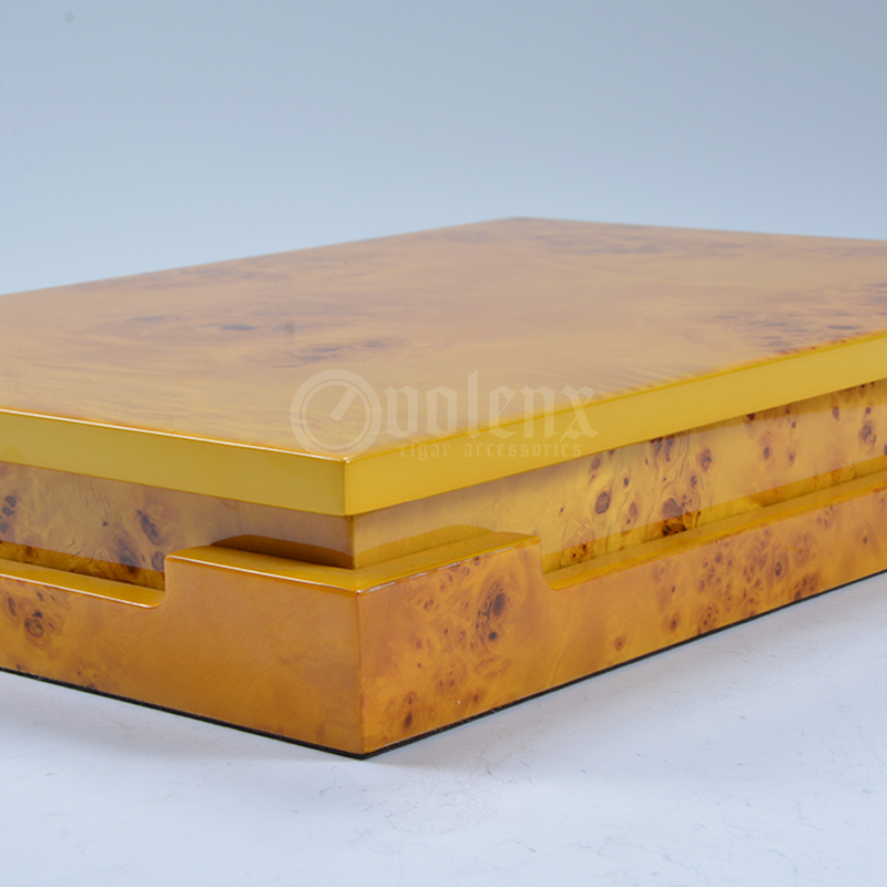 Custom Burl Veneer Wooden Luxury Cigar Humidor Box